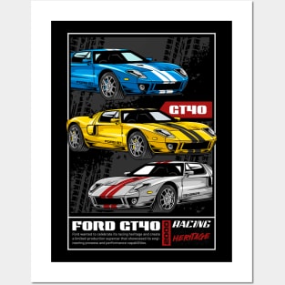 Retro V8 GT40 Car Posters and Art